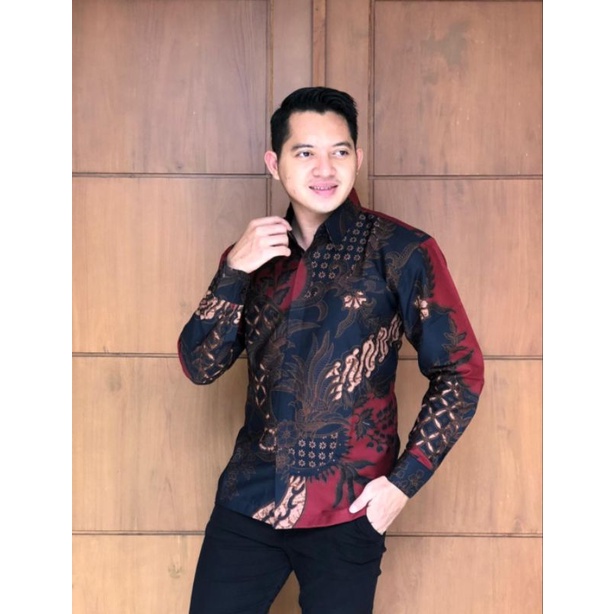 Kemeja batik pria lengan panjang full puring Batik kanaya