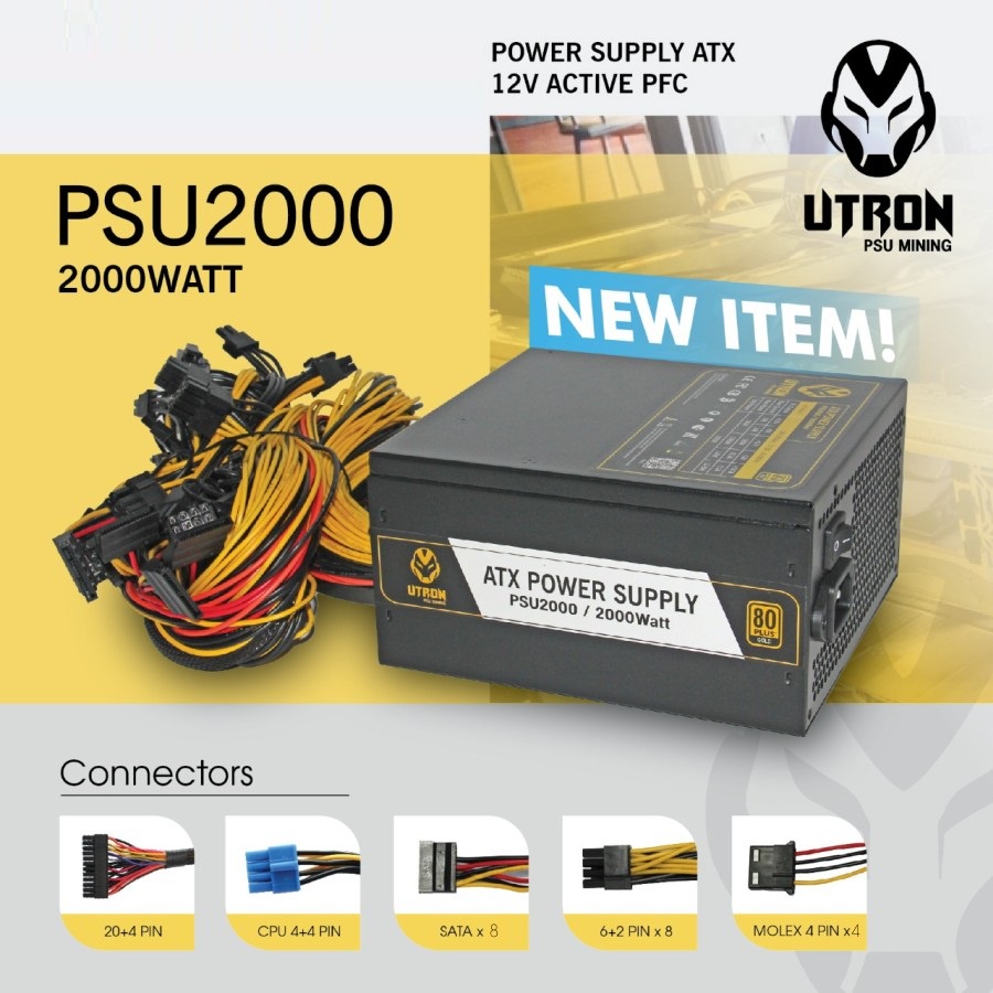 POWER SUPPLY PSU 2000W MINING / PSU MINING UTRON 2000WATT 80 PLUS GOLD