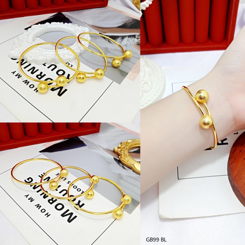 Fifi Fashion Gelang Kaku Boba Model Perhiasan Lapis Emas 18K K0032