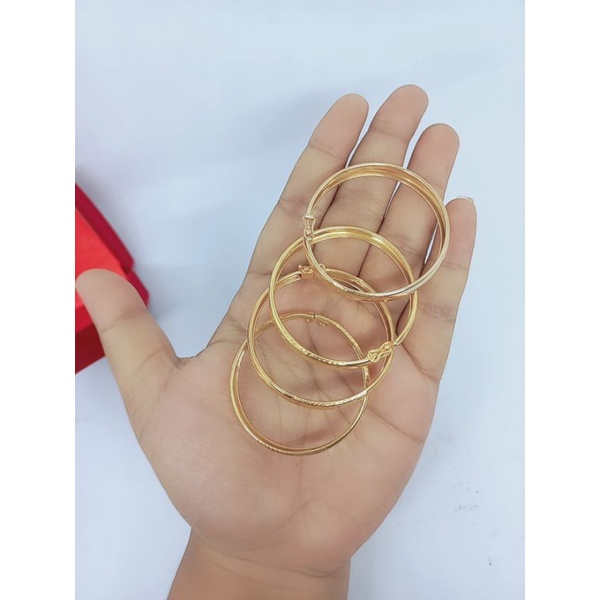gelang bangle anak ukir / gelang perak asli silver 925 lapis emas/ gelang fashion terbaru