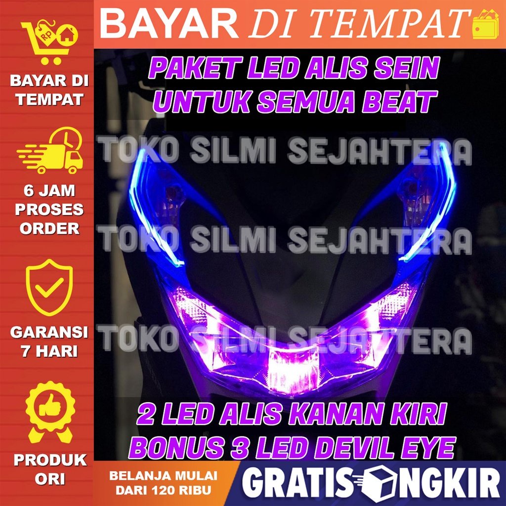 Paket Lampu Alis beat Bonus Devil Eyes Siap Pakai LAMPU ALIS DRL LED BEAT BEAT LAMPU ALIS MOTOR BEAT