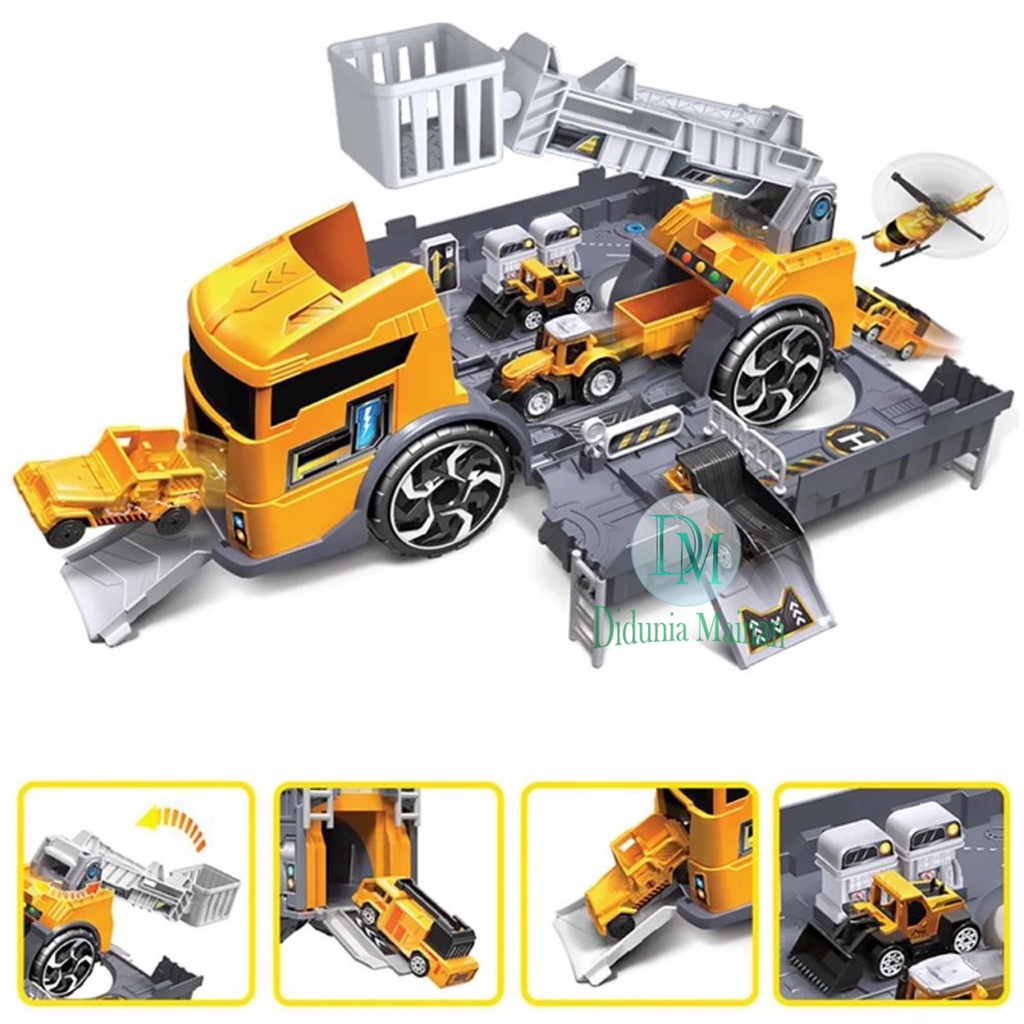 Mainan mobil mobilan truk konstruksi besar kontainer set super storage truck construction engineering vehicle