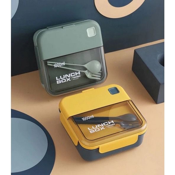 Tempat Makan Kotak Makan Lunch Box free Sendok Gratis/Anti Bocor Kotak Makan Bento Lunch Box Transparant