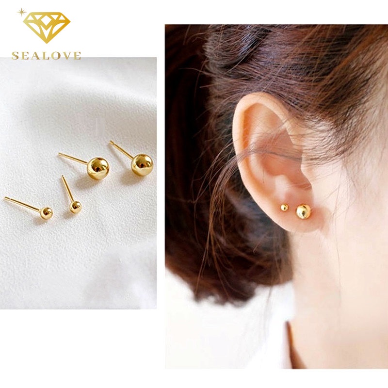 Anting Titanium Wanita Anti karat dan anti alergi, hati, kupu, Bola, semanggi, Daisy, bunga Earrings Aksesoris Korea