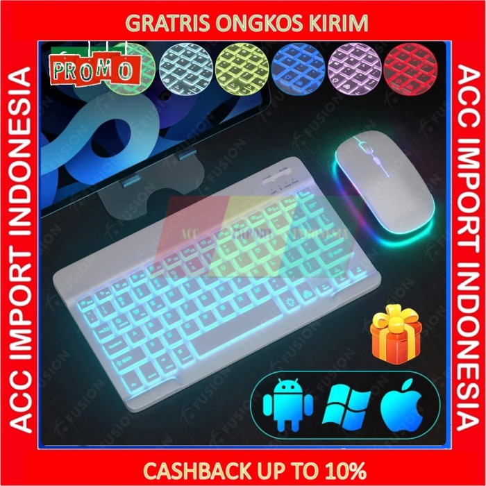 Keyboard Keyboard + Mouse Bluetooth Backlight Led Rgb Android Ipad Laptop Tab