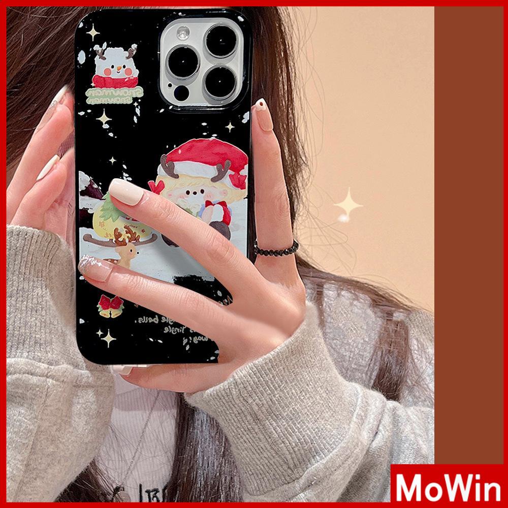 For iPhone 14 Pro Max iPhone Case Glossy Black TPU Soft Case Shockproof Protection Camera Merry Christmas Santa Claus Compatible For iPhone 13 Pro max 12 Pro Max 11 xr xs 7Plus 7 8