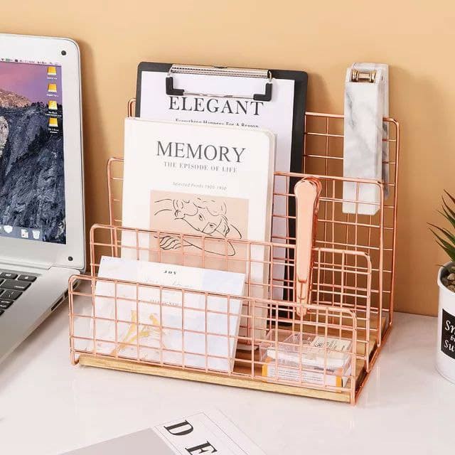 

Rak 3-Tier White Office Decor And Magazine Holder/Rak Buku Gold / Rosegold