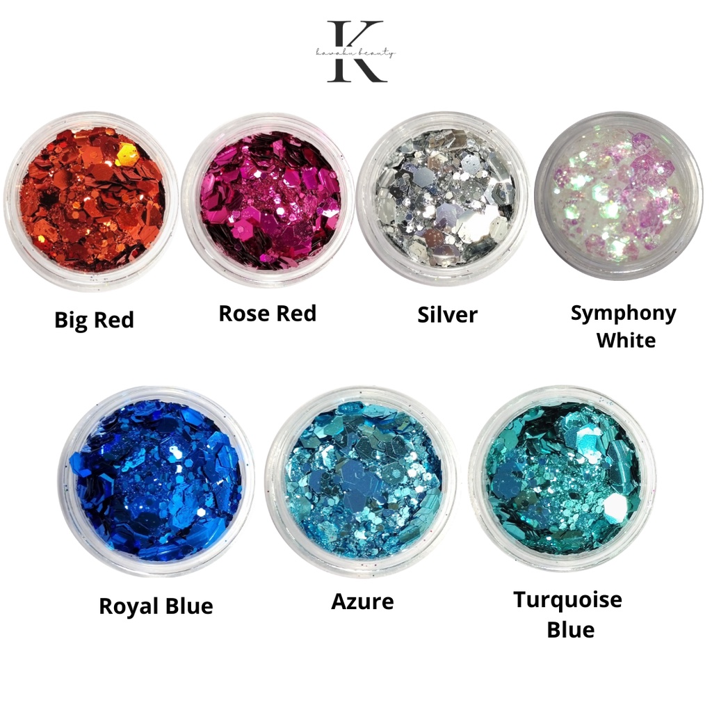 AKSESORIS GLITTER NAIL ART GLITTER SEQUIN HEXAGON / Bubuk Glitter kasar/ Hiasan Kutek Kuku