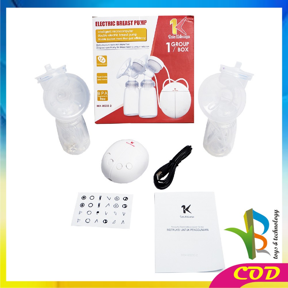 RB-C24 Pompa Asi Elektrik Otomatis 2 Botol Susu | Double Breast Pump Electric Automatic Breastpump