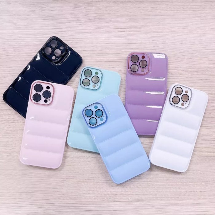 Case PUFF GLOSSY iPhone 14/14 Max/14 Pro/14 Pro Max SoftCase Bantal Macaron Protector Camera