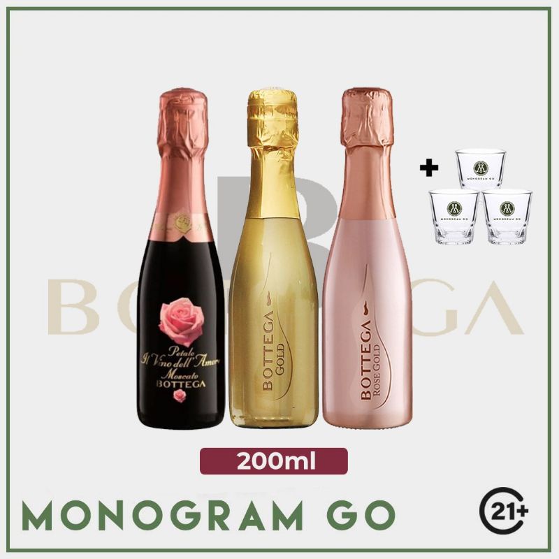 Jual Triple Pack Mini Bottega Italian Wine 200ml 3 Bottles 3 Shoot Glass Shopee Indonesia