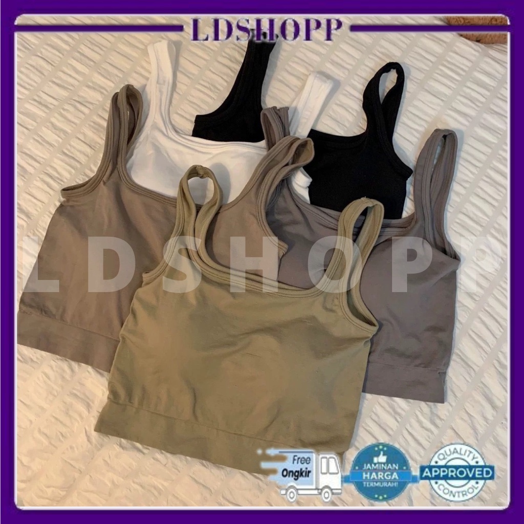 LDS Bra 850 Bra Sport Basic Elastis Bahan Premium  / Tanktop Crop Square Neck Tali Lebar Atasan Wanita