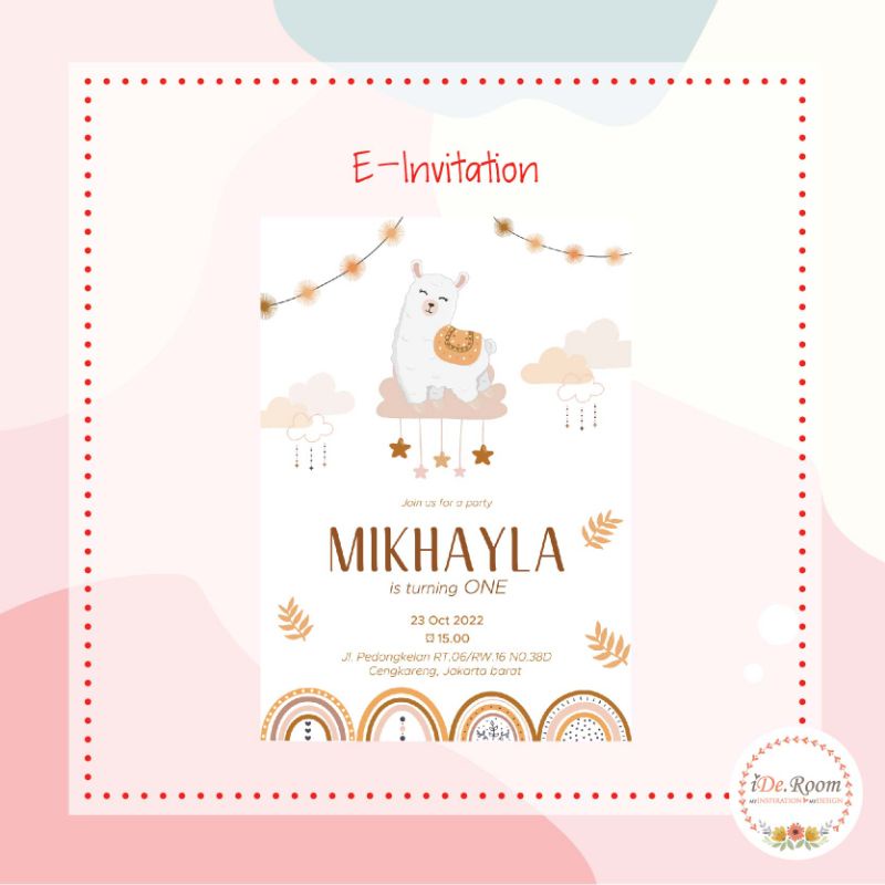 Undangan Ulang Tahun Alpaca Template / Digital Invitation by Ide.Room