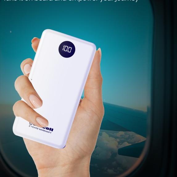 Delcell Luxe Powerbank 10.000mAh Digital Display Slim 2 Port USB - Hitam