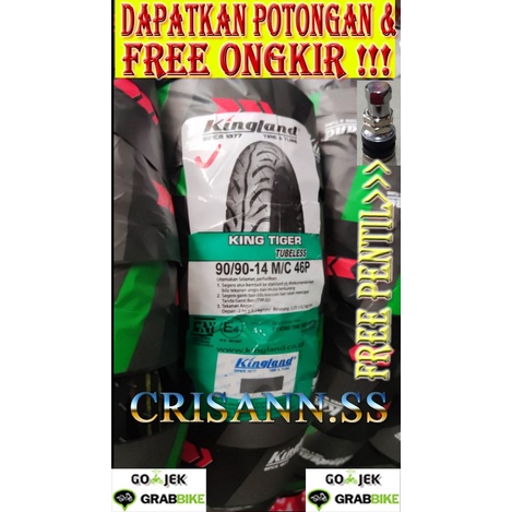 BONUS PENTIL - BAN LUAR TUBELESS 90/90-14 KINGLAND BAN TUBLES 90/90-14/ BAN TUBLESH MURAH/ BAN KINGLAN MU