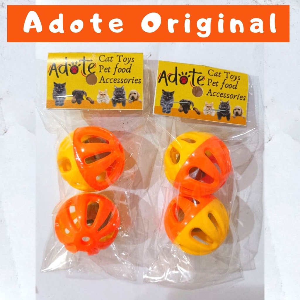 Set Bola Lonceng Mainan Adote Adote Kucing Ukuran 4cm 2pcs FEFARM