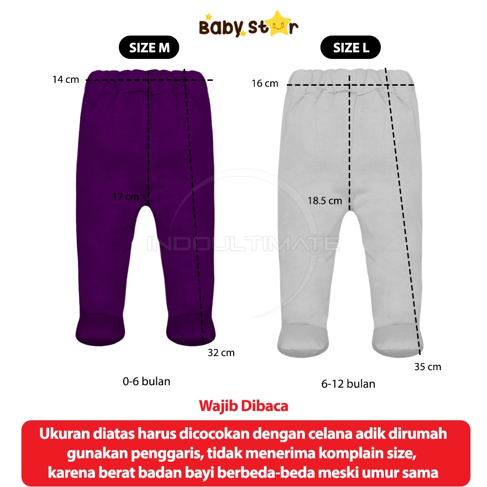 BABY STAR Celana Panjang Tutup Kaki (0-12 Bulan) Polos Warna Warni Newborn Perempuan Laki - laki Kaki Tutup GY-S79 Legging Bayi Kaki Tutup Leging Bayi