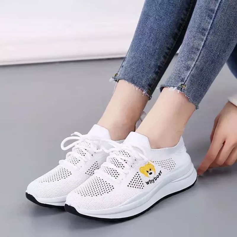 Sepatu Sneakers Wanita Casual Sepatu Running Cewek Teddy bear - X-2