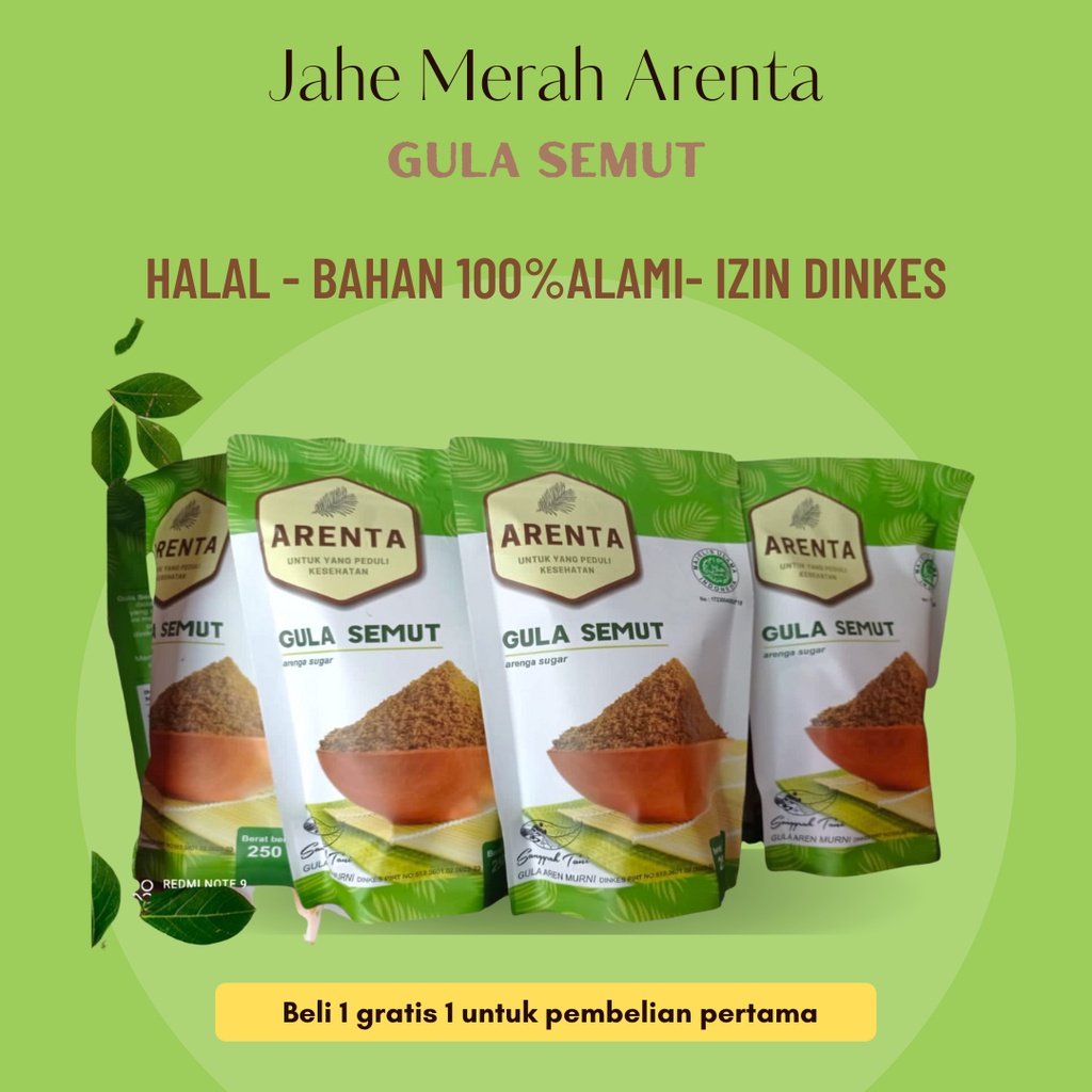 

Arenta Gula Aren Bubuk Asli Wedang Jahe Merah Kunyit Temulawak Minuman Herbal 250 gram