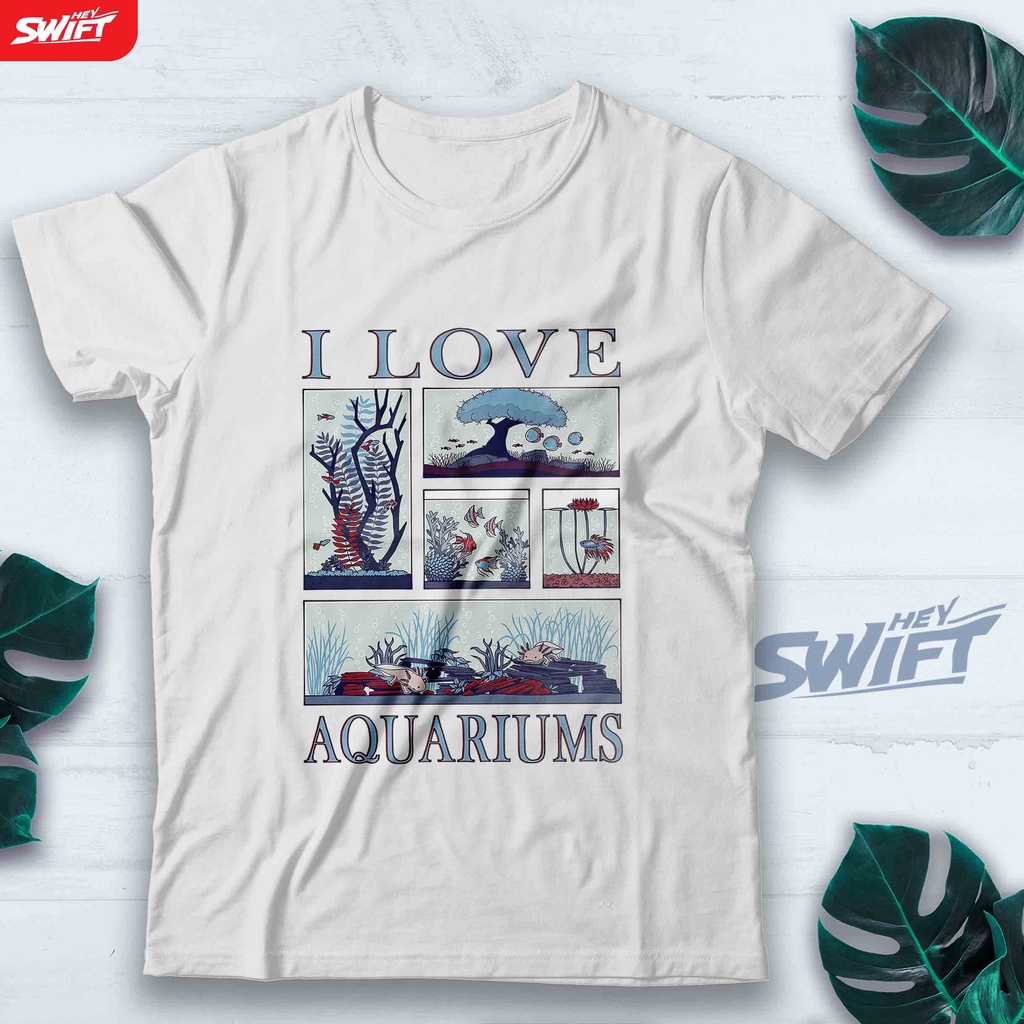 KAOS I Love Aquarium aquascape paludarium fish tank TSHIRT BAJU DISTRO