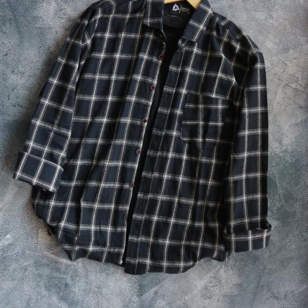 kemeja flanel pria lengan panjang Kemeja flanel pria 023 - h43, M