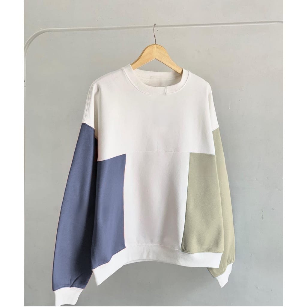 CANDIEZ BLOUSE SWEATER OVERSIZE FUJI COMBI ATASAN WANITA TERBARU CREWNECK OUTERWEAR WANITA OVERSIZE SWEATSHIRT TERMURAH