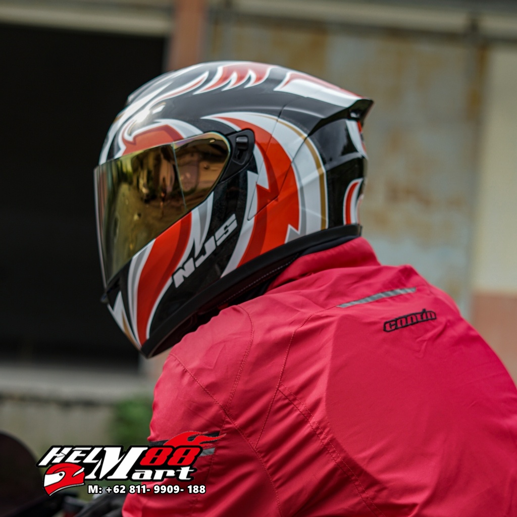 NJS ZX-1 GELORA Hitam/ Putih- Helm Full Face Helm NJS ZX1 NJS Gelora