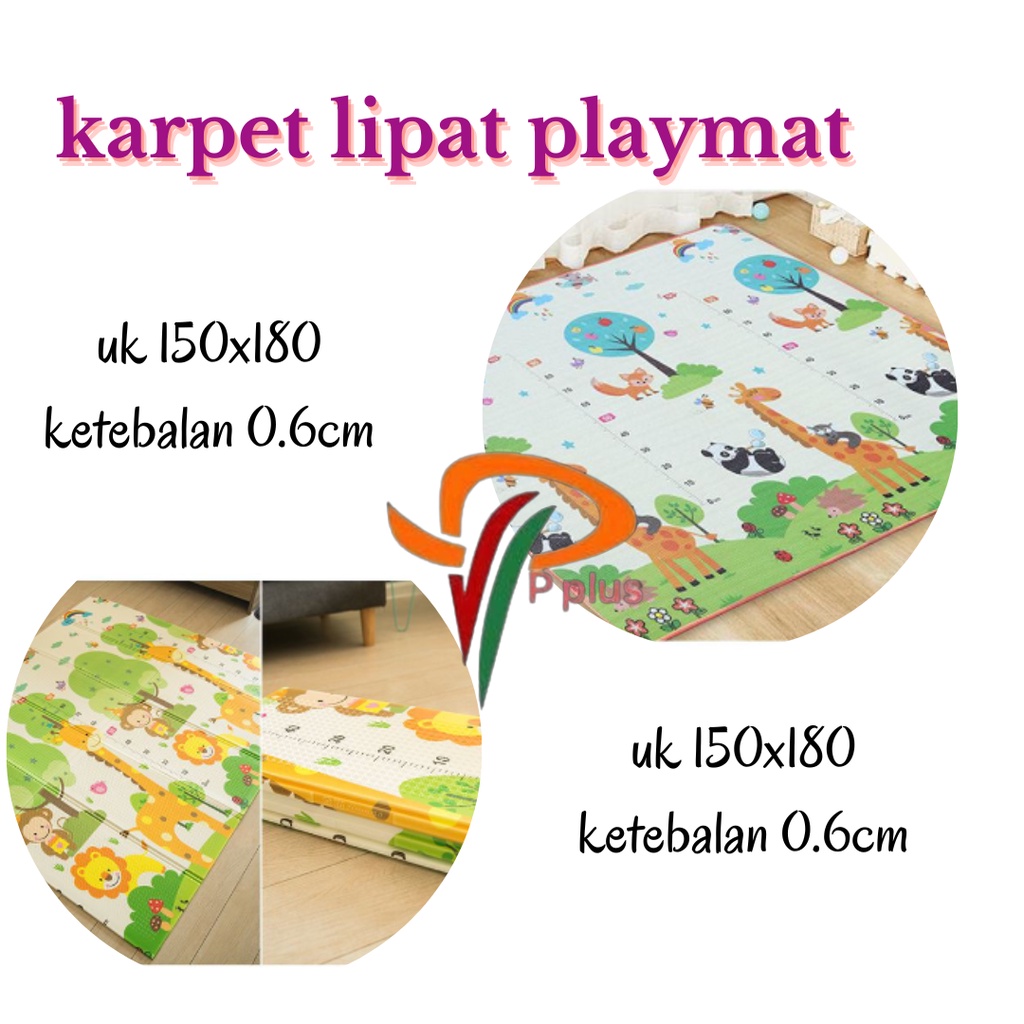 [ Pplus ] Karpet Lipat PlayMate Bayi Karpet Main Anak Matras Lipat Foam Kualitas 150 x 200cm &amp; 180 x 200cm Tikar Bayi TEBAL Murah / Playmat Bayi Karpet Anak Tebal