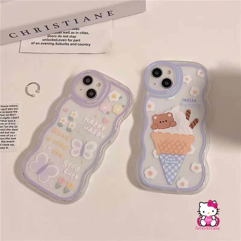 Soft Case Motif Kartun Butterfly Bear Untuk VIVO Y20 Y15s Y12 Y12i Y22S Y93 Y16 Y35 Y15 Y22 Y21 Y12s Y21s Y11 Y21T Y33T Y21 V20 Y30 Y50 Y75 Y33s