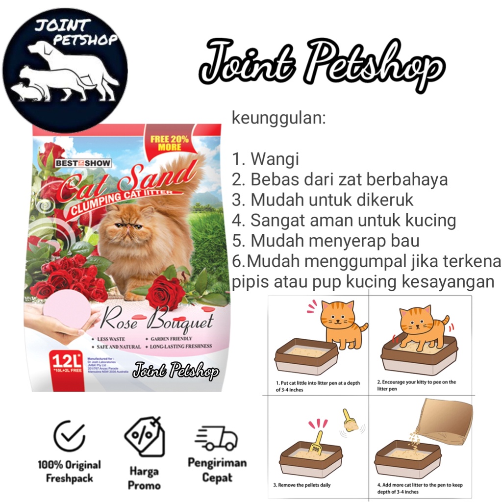 Pasir Kucing Catsand Wangi Rose Pasir Wangi Gumpal 12 liter