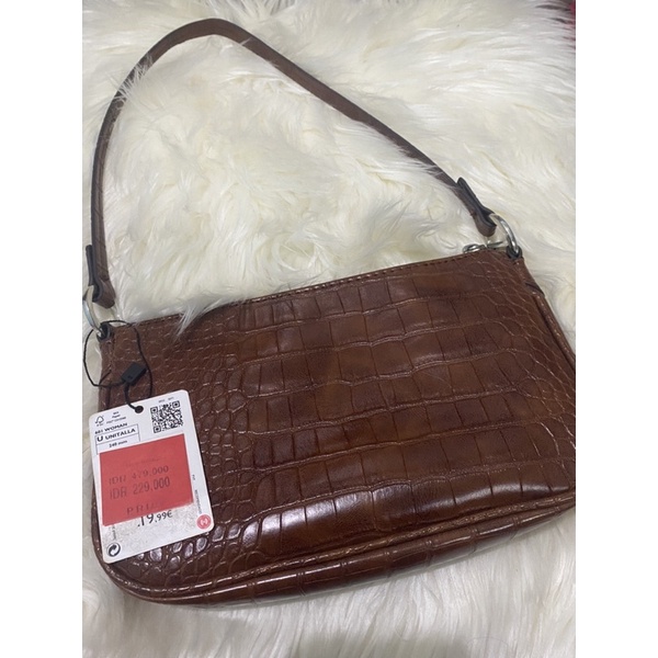 Mango Baguette Bag Croco Brown