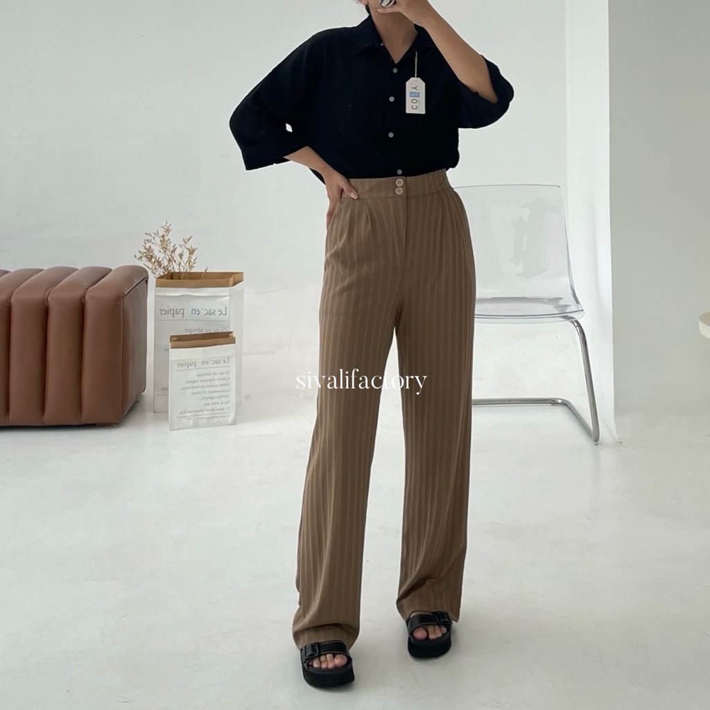 SIVALI Hailey Pants - Celana Kulot Highwaist Knit Tebal - Celana Wanita - Cullote Pants