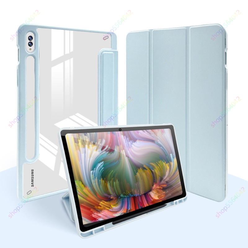 DETACHABLE Hybrid Magnetic Flip Smart Cover Leather Stylus Spen Holder Samsung Tab s6 lite Tab s7 s8 a7 lite S7 FE CASE COVER CASING Transparan