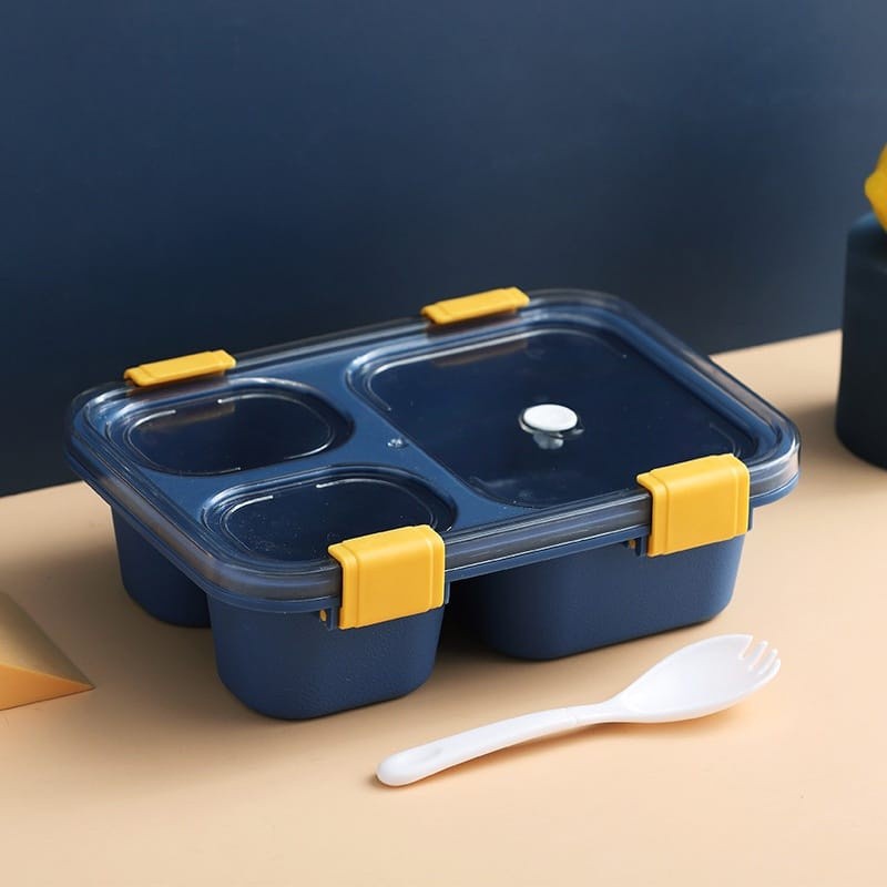 Serbagrosirmurah Kotak Makan Bersekat 4 Sekat 3 sekat Anti Bocor BPA Free Bento Box - 3 sekat