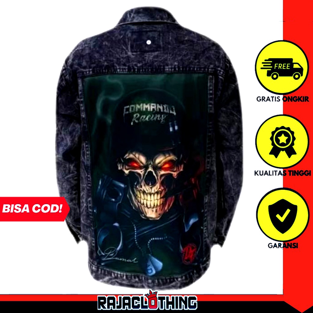 RCL - Jaket Jeans Printing Sanwash Hitam Command Racing