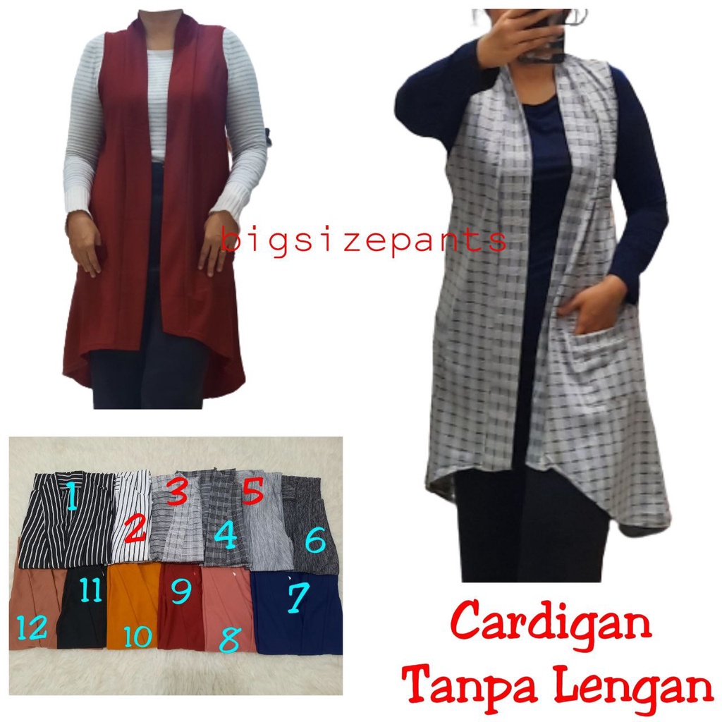 BIGSIZEPANTS - OUTER MUSLIMAH / VEST WANITA / CARDIGAN TANPA LENGAN / ROMPI PANJANG CEWEK .