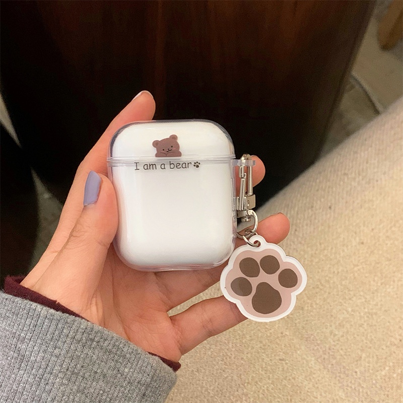 INPODS I Am a Bear Kartun Hewan Lucu Transparan Lembut Bluetooth Earphone Case Untuk Airpods1 2 3 Pro 2 PRO2 Airpods3 Inpods12 I12 TWS Pelindung TPU