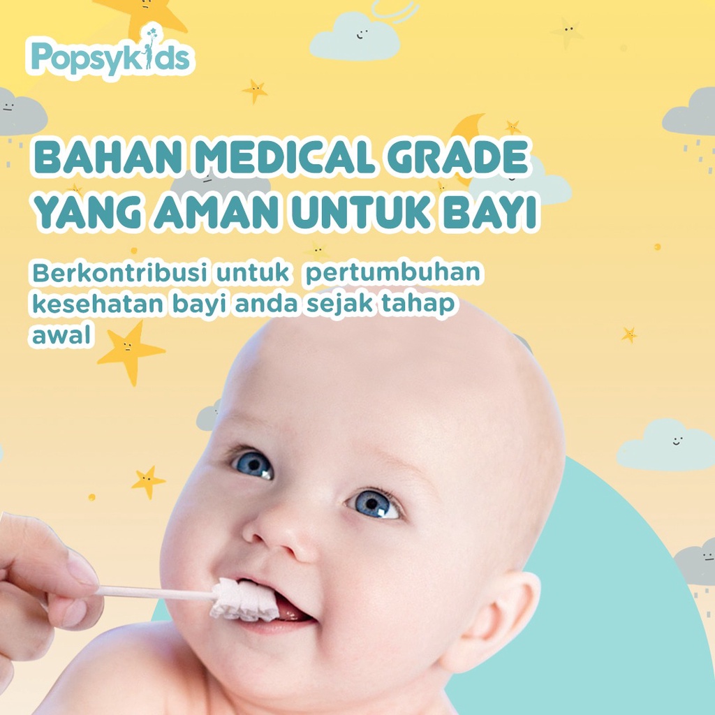 Popsykids Baby Oral Cleaner – 100% Stik Kasa Steril Pembersih Mulut Bayi / Lidah Bayi / Gusi Bayi