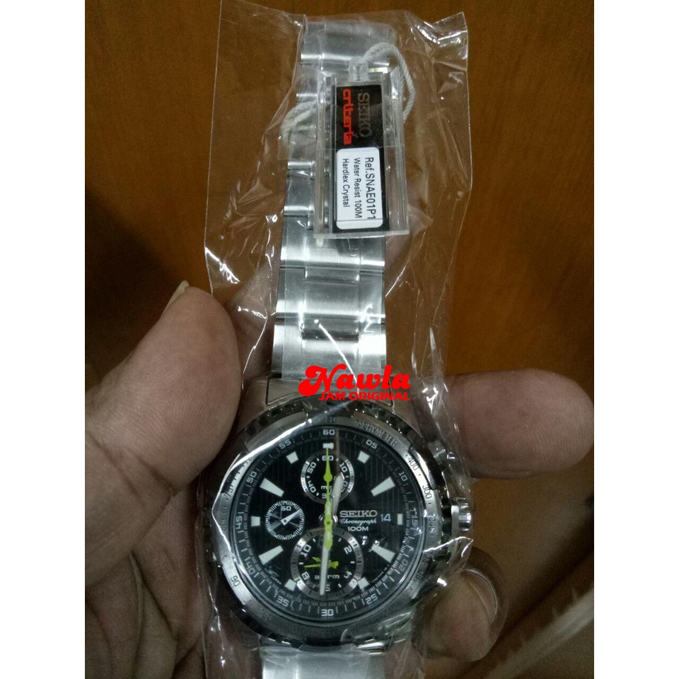 Seiko Quartz SNAE01P1 Chrono Alarm Black Dial - Jam Tangan Pria SNAE01