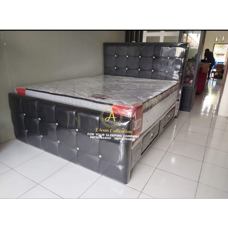 Dipan Torino ekor laci/dipan minimalis/dipan murah/tempat tidur dipan/dipan kayu/dipan laci