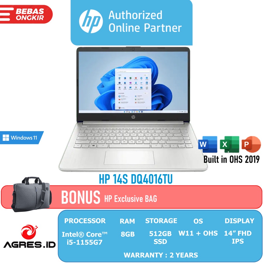 Jual Hp 14s Dq4016tu Dq2052tu Dq2053tu I5 1155g7 8gb 512ssd Irisxe W11ohs 140fhd Ips 5659