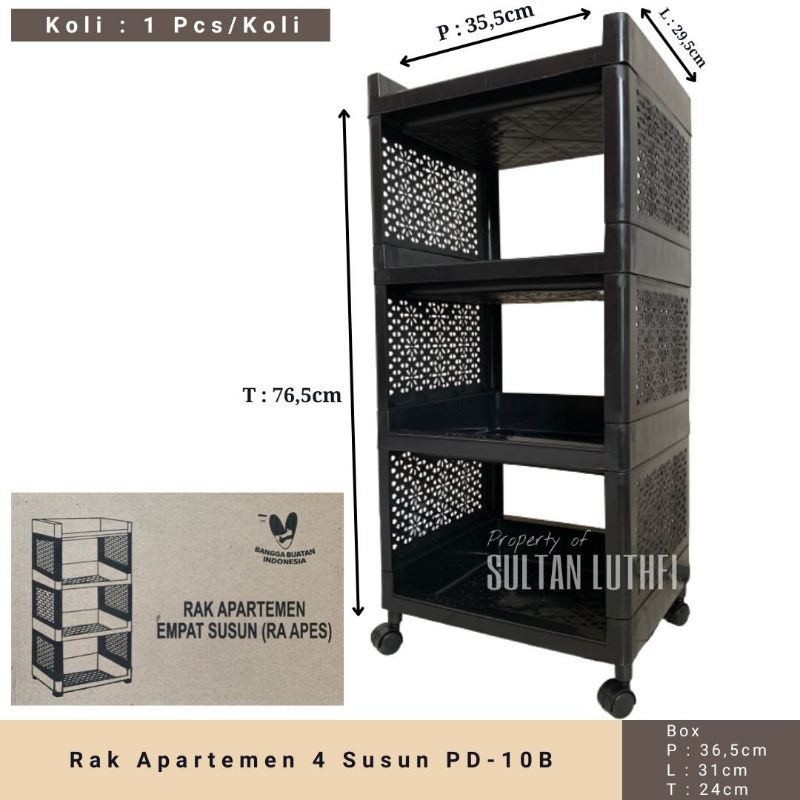 (MURAH) Rak apartemen 4susun serbaguna + Roda / Rak serbaguna 4 susun / rak yoyo fawsline 4 susun mu