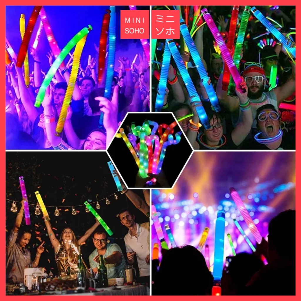 Light Up Pop Pipes Tubes LED Mainan Viral Anak Lampu Pesta Stick Pipa Selang Fidget Toy