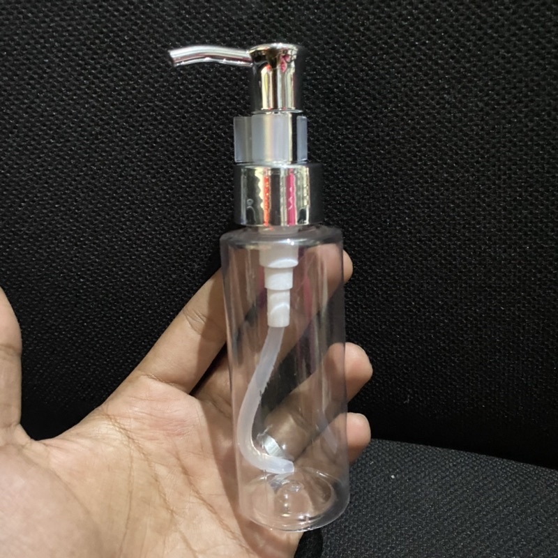 BOTOL RF 100ML CLEAR TUTUP CLIP OIL PUMP SILVER BOTOL 100 ML PET PUMP CLIP OIL LUXURY