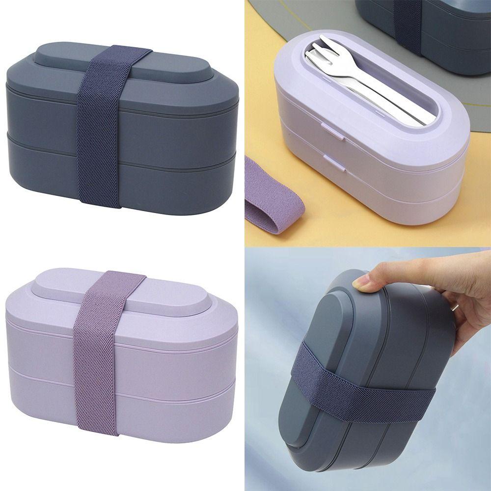 Top Lunch Box Portable Double-layer Dengan Sendok Wadah Makanan