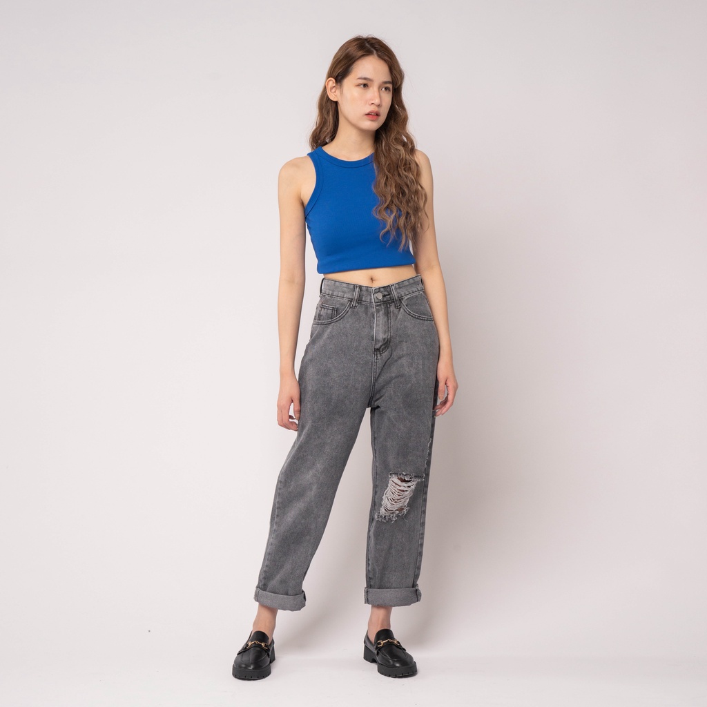 VIERLIN - Jeans 9238 - HIGH WAIST JEANS SOBEK RIPPED