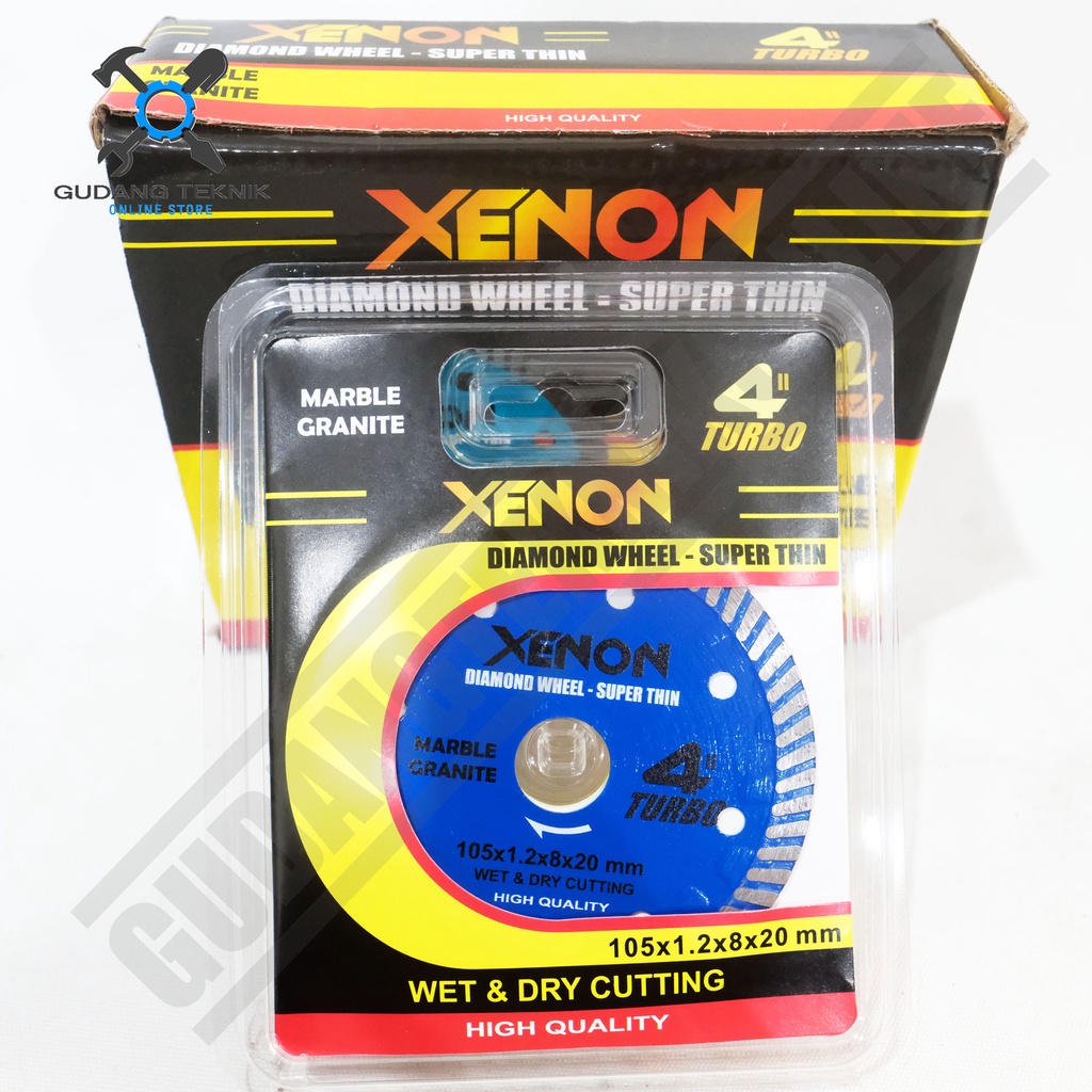 Diamond Wheel 4&quot; TURBO BLUE XENON Basah kering / Mata Pisau Potong Keramik Granit 4 Inch Wet Dry XENON