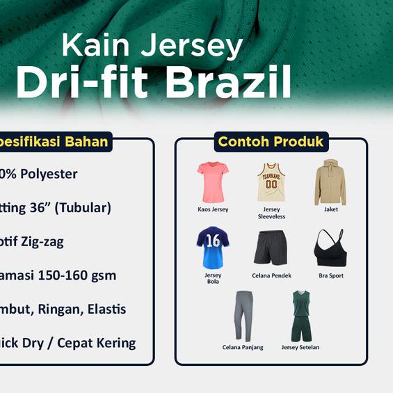 Bahan Kain Jersey Dryfit Brazil - Kain Drifit Weva Textile - Putih