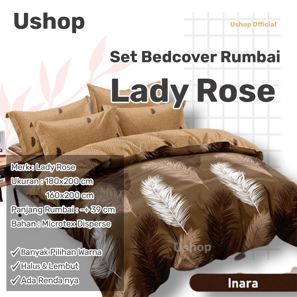 LADY ROSE Bedcover + Sprei Rumbai 180X200 / 160X200 - King / Queen Size BC180LDR USHOP