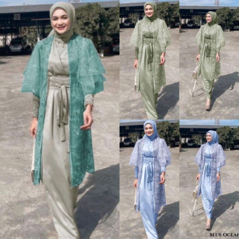ϞϞ(๑⚈ ․̫ ⚈๑)∩ Dress Bahan Roberto Cavali Model Cardigan Tile Gamis